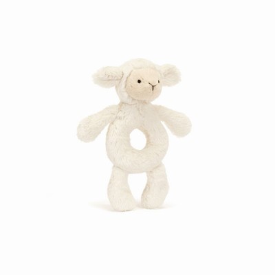 Jellycat Bashful Lamb Ring Rattle USA | 41986YHRE